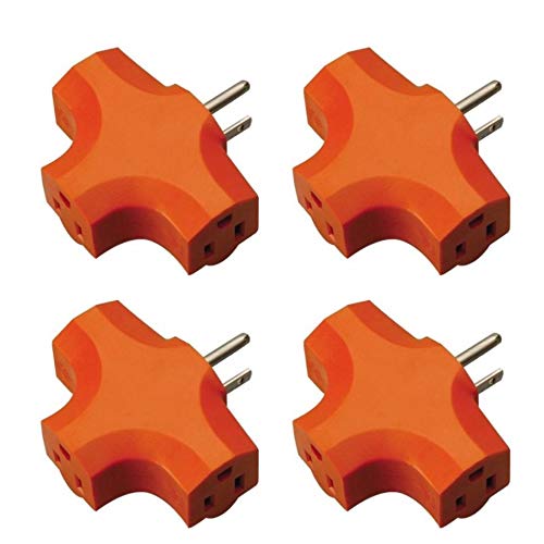 4 Packs Outlet T-Shaped Adapter, Power Outlet Extender, Grounded Wall Tap, He...