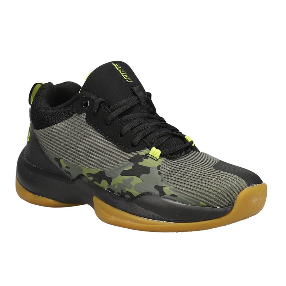AND1 Mens Vroom Camouflage Basketball Sneakers Shoes Court - Black, Green