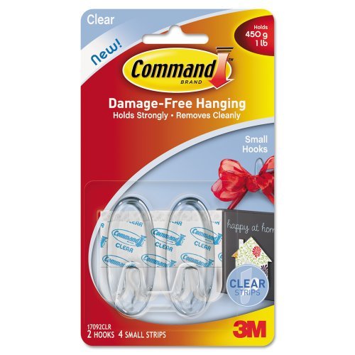 Command Small Clear Hooks with Clear Strips (17092CLR) by Command