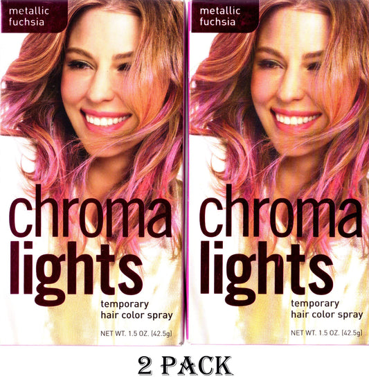 Chroma Lights Temporary Hair Color Spray (2 Pack) - Metallic Fuscia