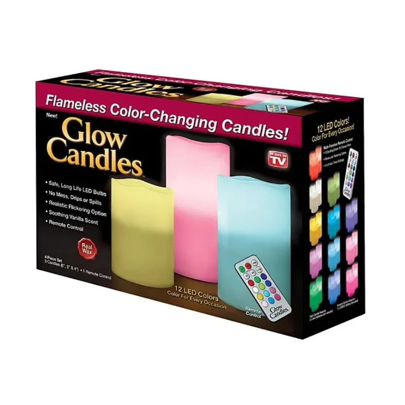 Glow Candle Flameless Color Changing Pillars (Set of 3)