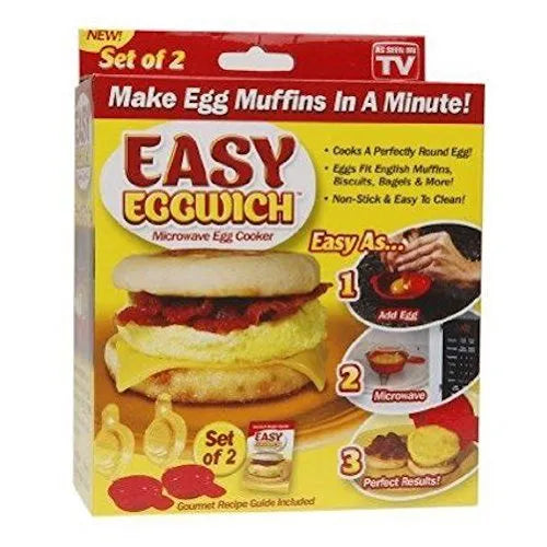 Easy Eggwich Microwave Eggs 'n Muffin Breakfast Pan- Set Of 2