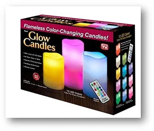 Glow Candles Flameless Color Changing Candles, 3 Real Wax Candles, 1 Remote C...