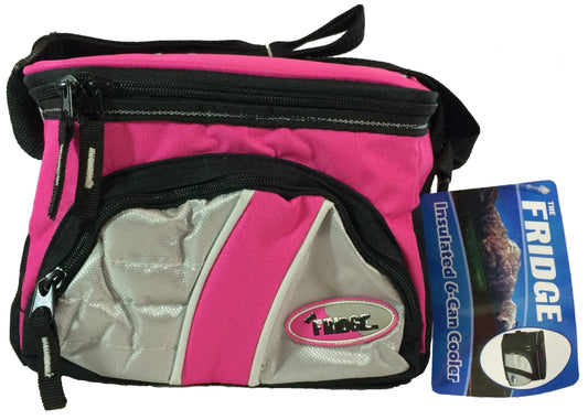 Fridge Insulated 6 Can Thermal Cooler Lunch Bag with Easy Clean Liner, Pink (...