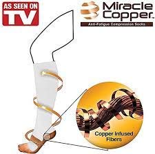 Miracle Copper Anti-Fatigue Compression Socks, White, L/XL, Men's shoe 10-12....