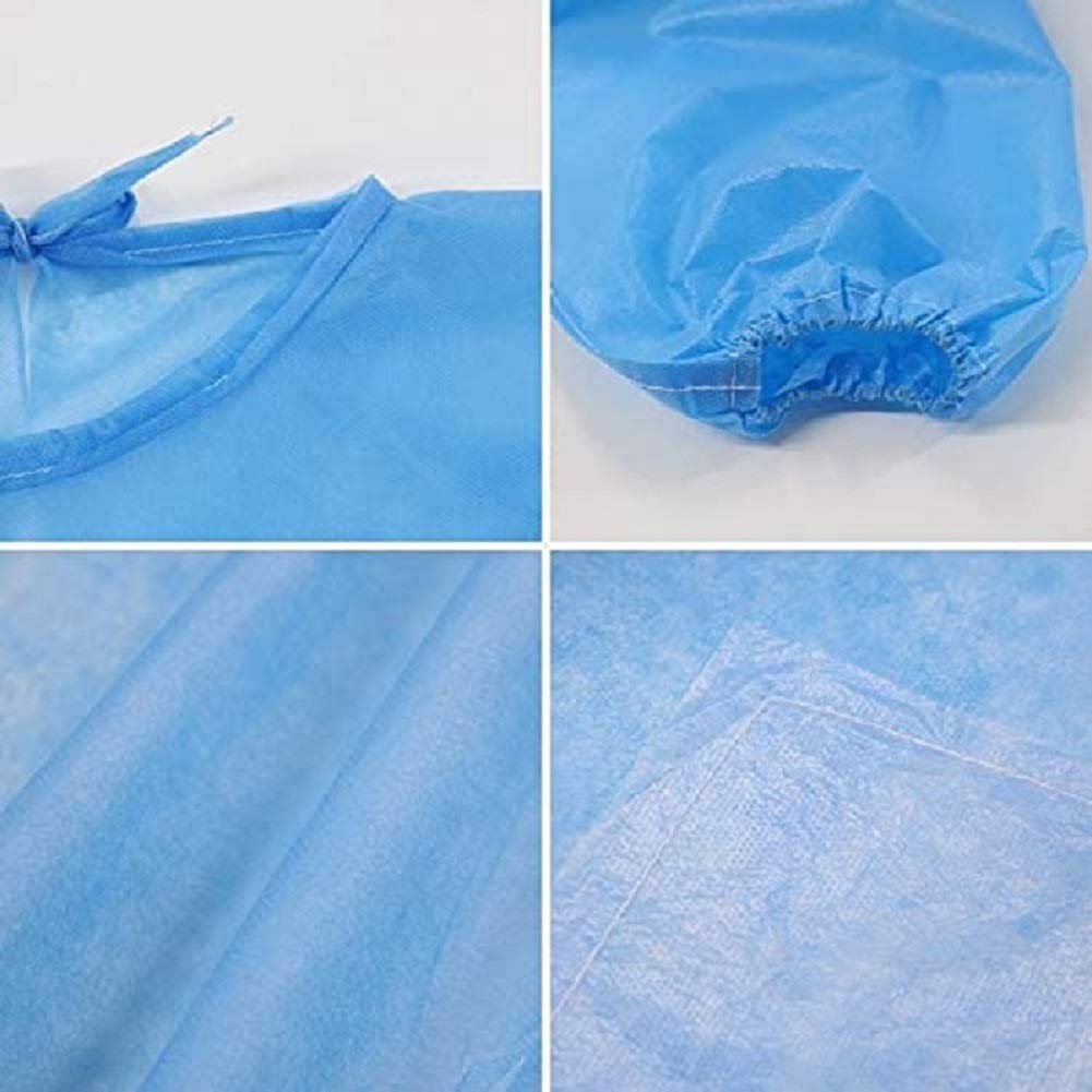 Pack of 10 Disposable Isolation Gowns with Elastic Cuff, Knitted Cuff, Late x...