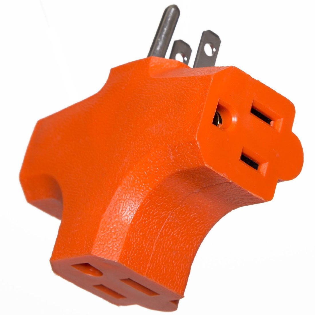 Uninex PS37UOG Master Electrician, Orange, Heavy Duty Tri Tap 3 Way Plug Adapter