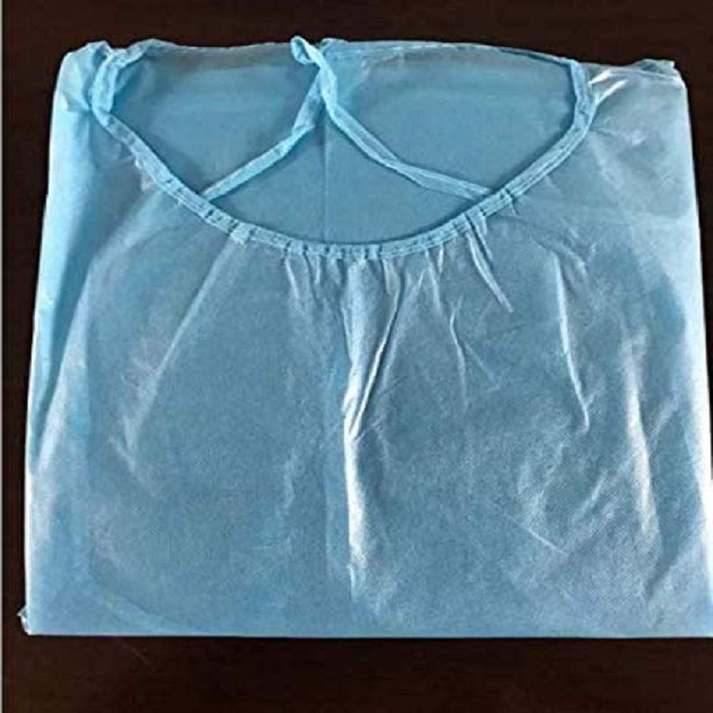 Pack of 10 Disposable Isolation Gowns with Elastic Cuff, Knitted Cuff, Late x...