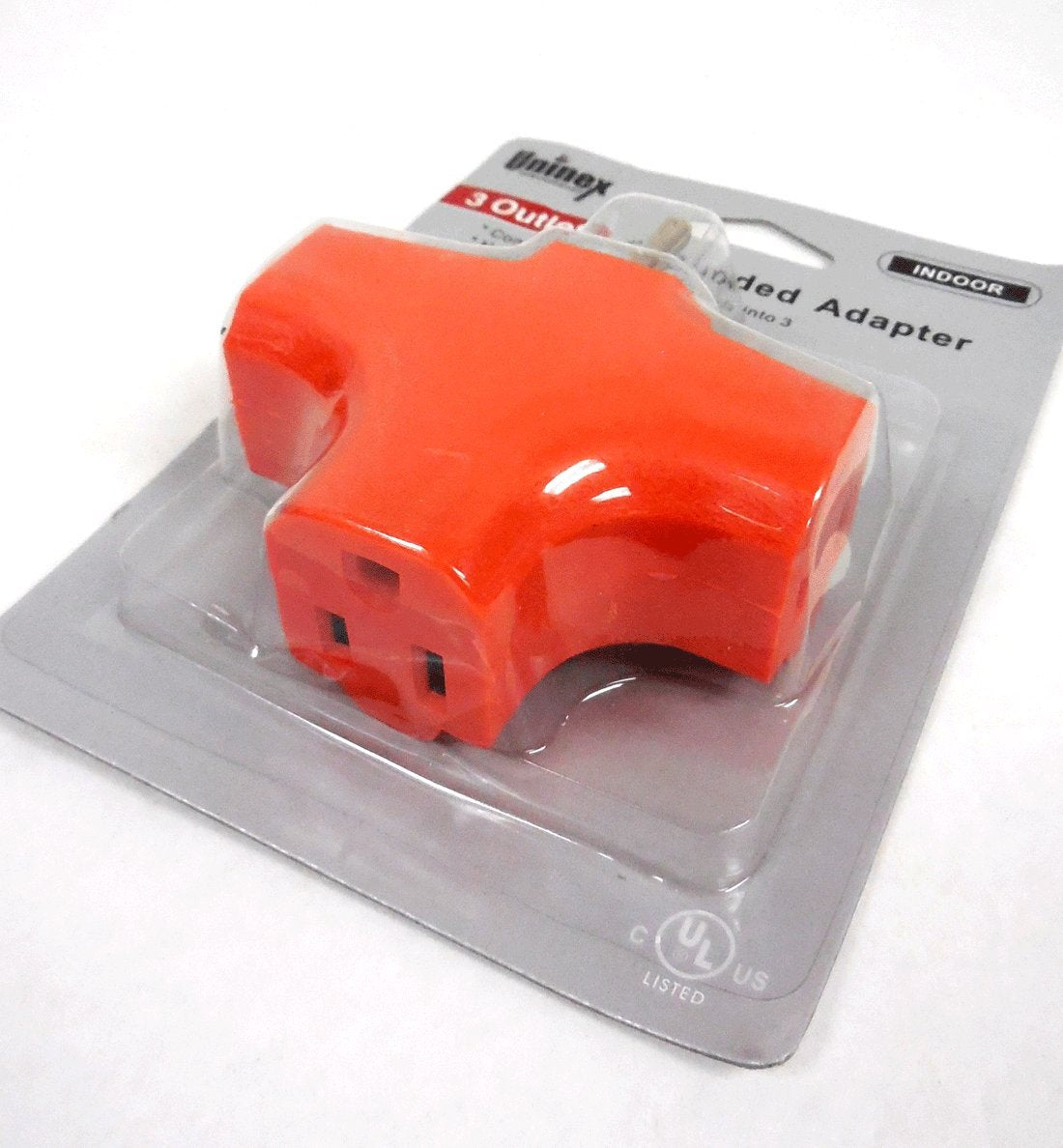 Uninex PS37UOG Master Electrician, Orange, Heavy Duty Tri Tap 3 Way Plug Adapter