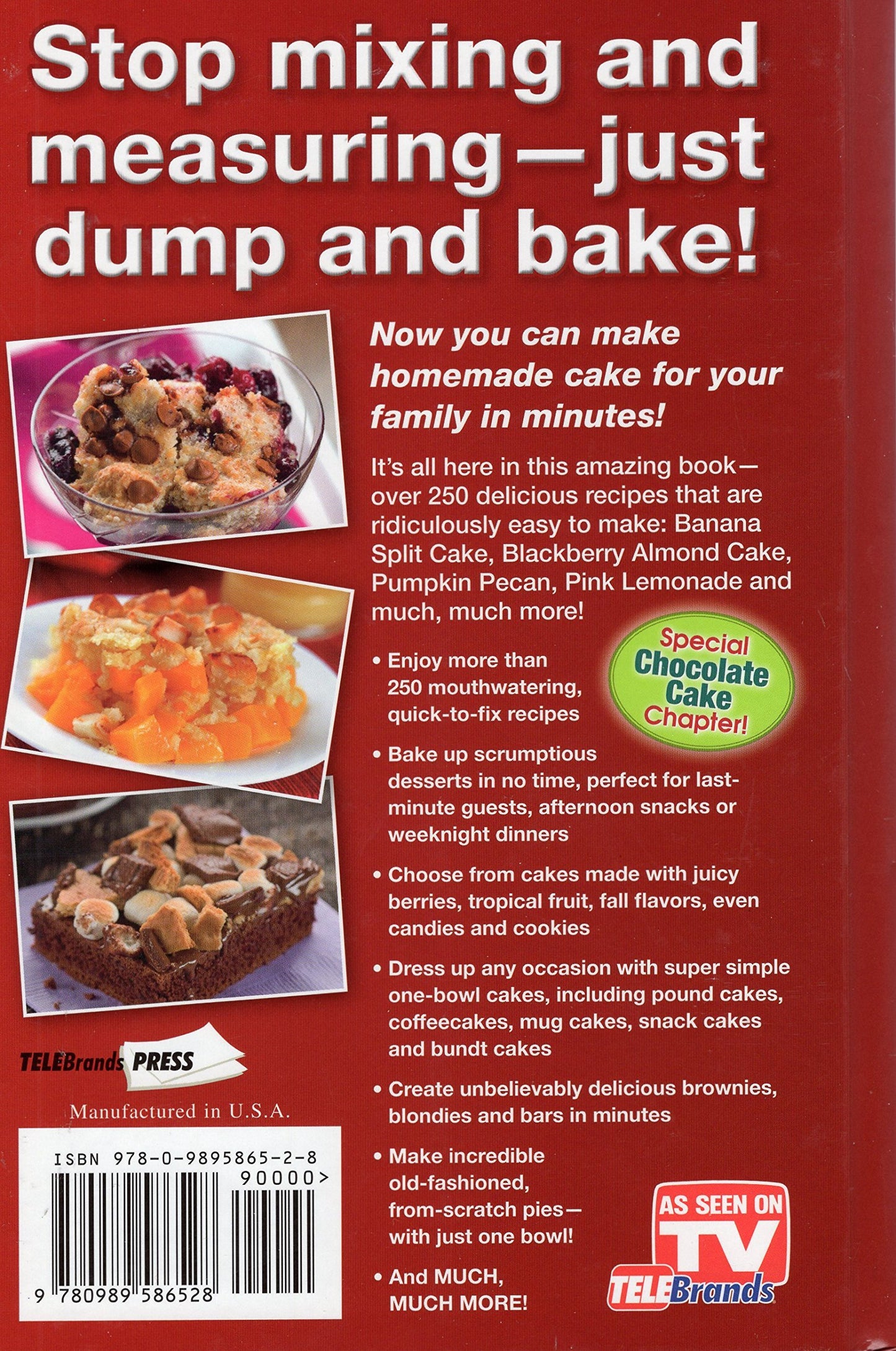 Quick and Easy Dump Cakes and More. Dessert Recipe Book by Cathy Mitchell